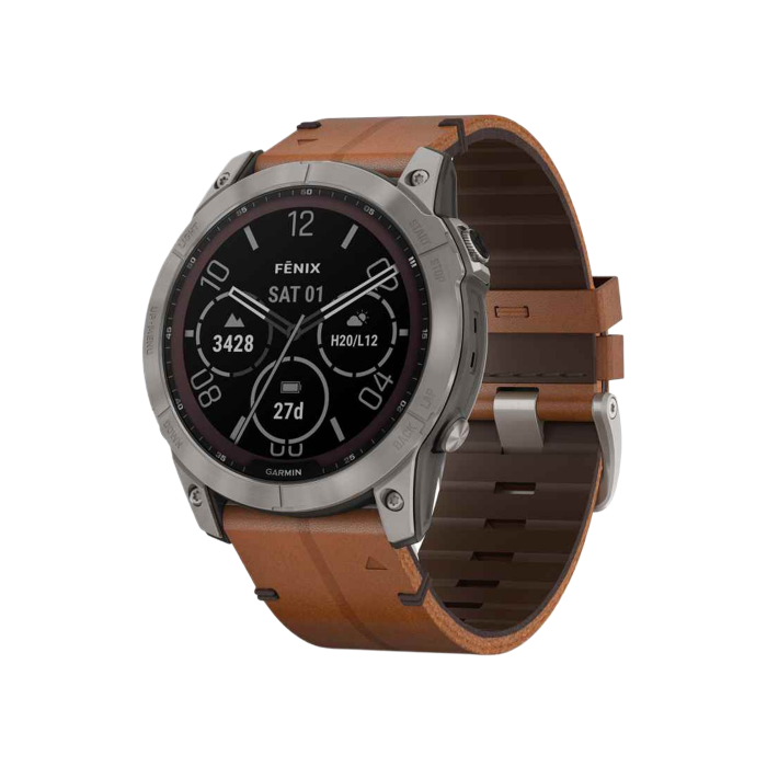 Garmin Fenix 7X Sapphire Solar Titanium w. Chestnut Leather Band
