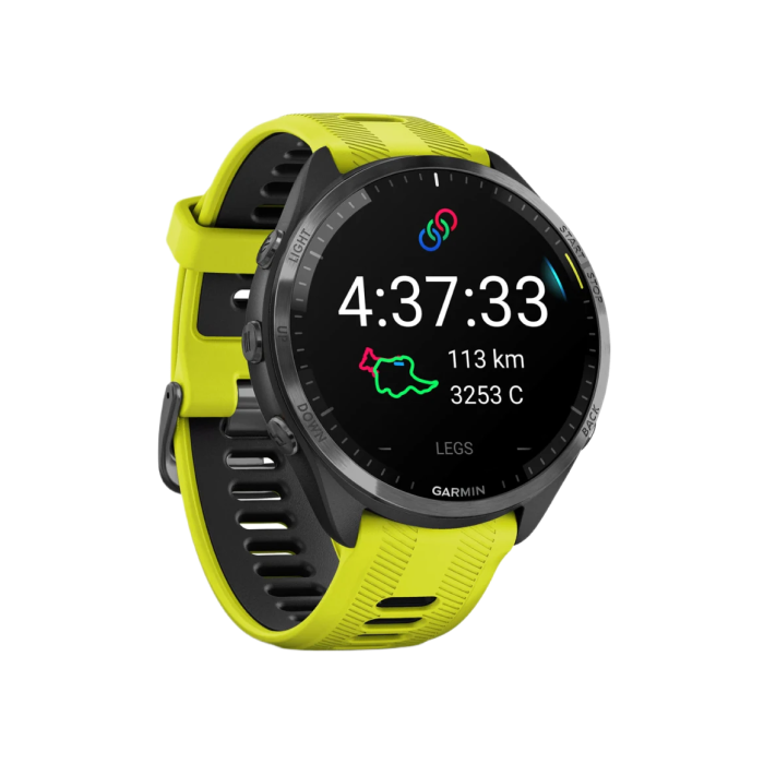 Garmin Forerunner 965 Carbon Gray Titanium Bezel w. Black Case and Amp Yell/Black S. Band