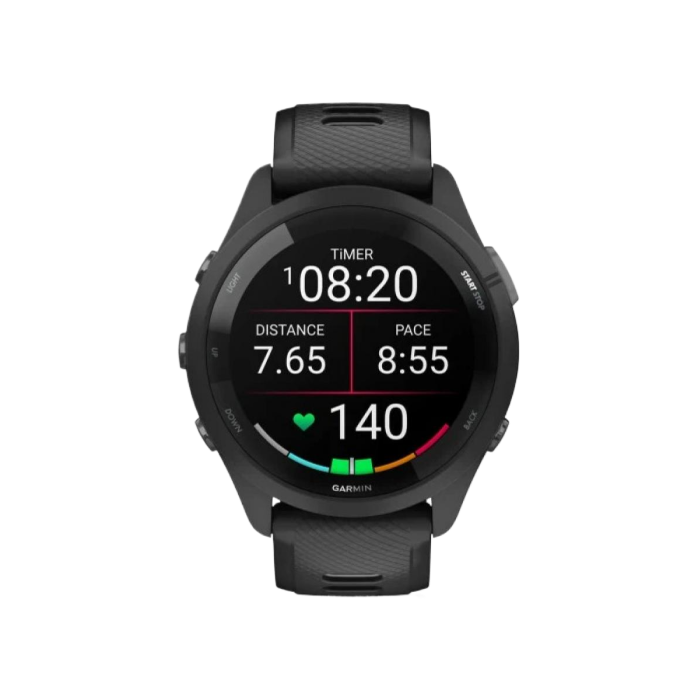 Garmin Forerunner 265 Black Bezel and Case w. Black/Powder Gray Silicone Band (010-02810-00,010-02810-10,010-02810-50)