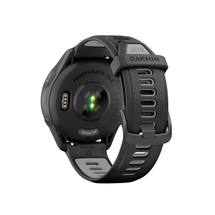 Garmin Forerunner 265 Black Bezel and Case w. Black/Powder Gray Silicone Band