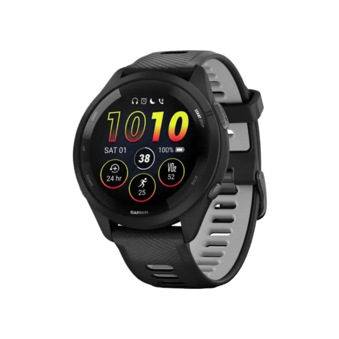 Garmin Forerunner 265 Black Bezel and Case w. Black/Powder Gray Silicone Band