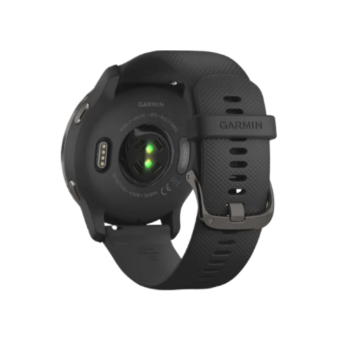 Garmin Venu 2 Slate Stainless Steel Bezel with Black Case and Silicone Band