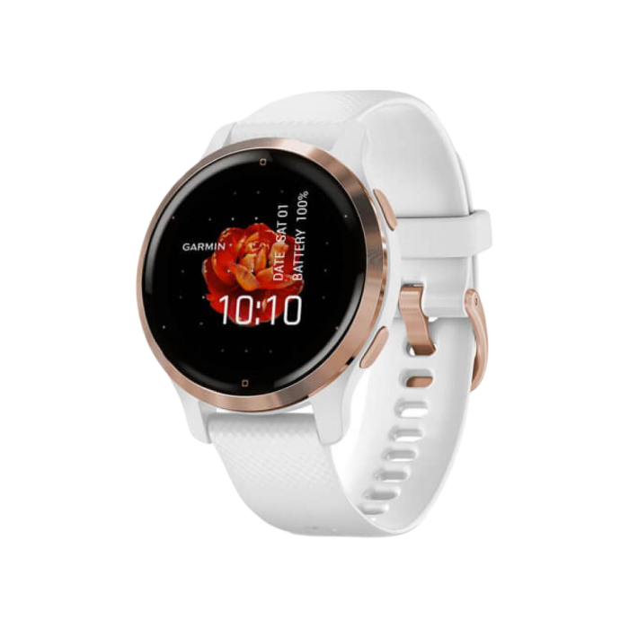 Garmin Venu 2S Rose Gold Bezel with White Case and Silicone Band