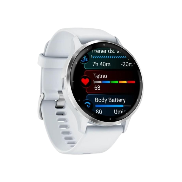 Garmin Venu 3 Silver Stainless Steel Bezel with Whitestone Case and Silicone Band (010-02784-00)