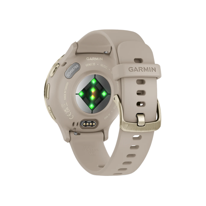 Garmin Venu 3S Soft Gold S. Steel Bezel w. French Gray Case and S. Band