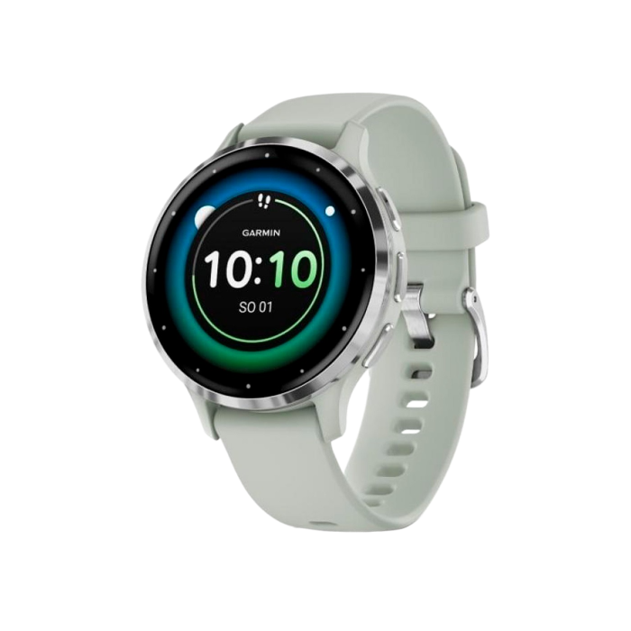 Garmin Venu 3S Silver S. Steel Bezel w. Sage Gray Case and S. Band