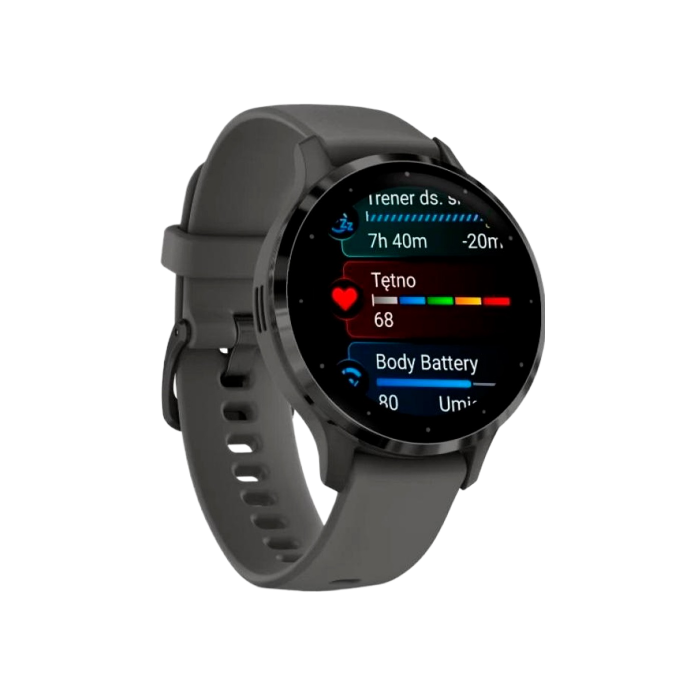 Garmin Venu 3S Slate S. Steel Bezel w. Pebble Gray Case and S. Band