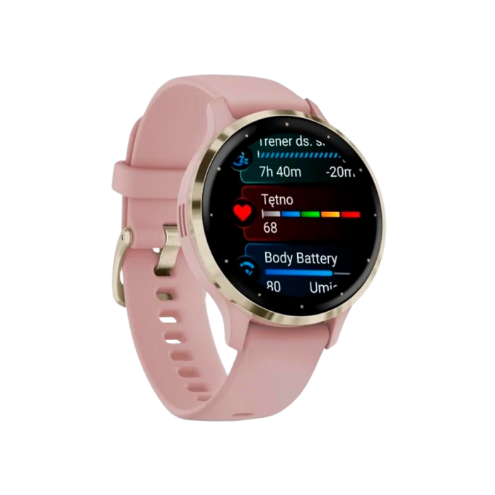 Garmin Venu 3S Soft Gold S. Steel Bezel w. Dust Rose Case and S. Band