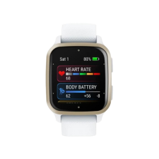 Garmin Venu Sq 2 Cream Gold Aluminum Bezel with White Case and Silicone Band (010-02701-01,010-02701-11)