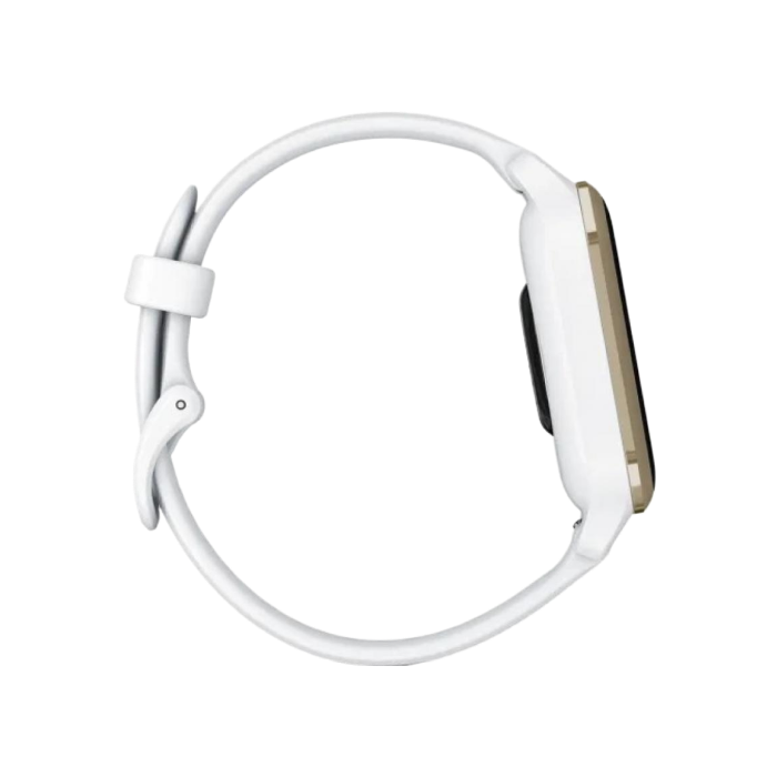 Garmin Venu Sq 2 Cream Gold Aluminum Bezel with White Case and Silicone Band