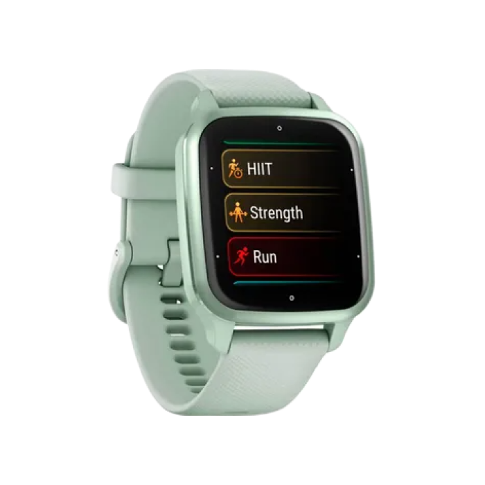 Garmin Venu Sq 2 Metallic Mint Aluminum Bezel with Cool Mint Case and Silicone Band