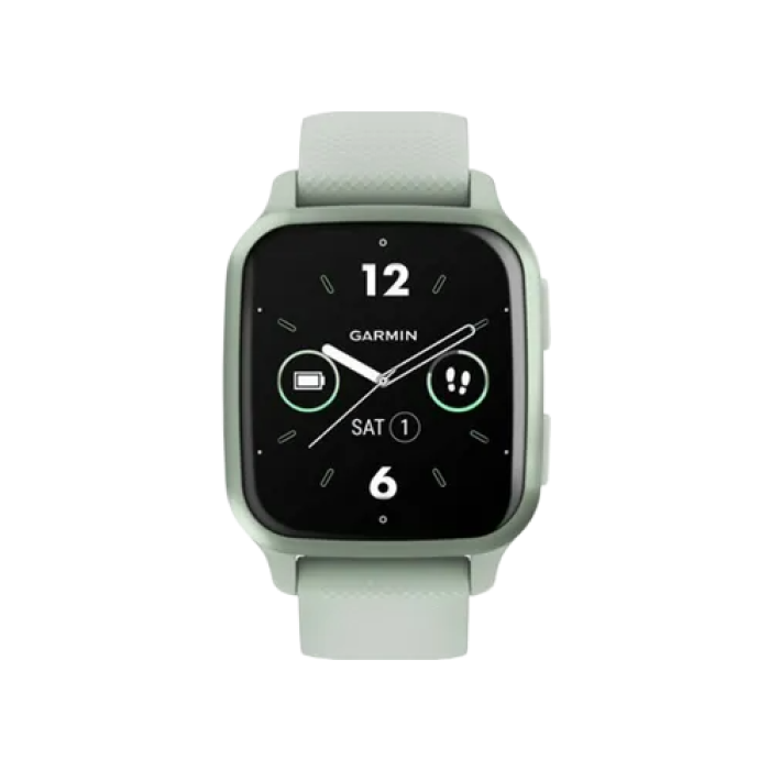 Garmin Venu Sq 2 Metallic Mint Aluminum Bezel with Cool Mint Case and Silicone Band (010-02701-02,010-02701-12)