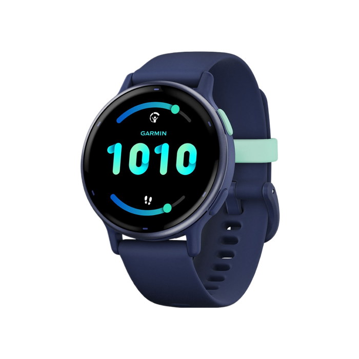 Garmin VivoActive 5 Metallic Navy Aluminum Bezel with Navy Case and Silicone Band 