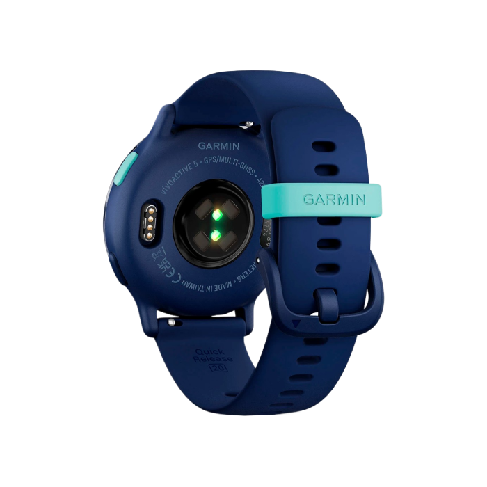 Garmin VivoActive 5 Metallic Navy Aluminum Bezel with Navy Case and Silicone Band 