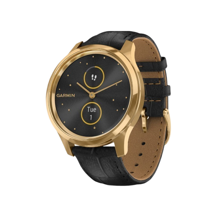 Garmin Vivomove Luxe Pure Gold-Black Leather