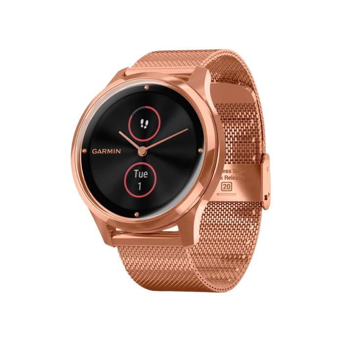 Garmin Vivomove Luxe 18K Rose Gold PVD Stainless Steel w. Rose Gold Milanese B.