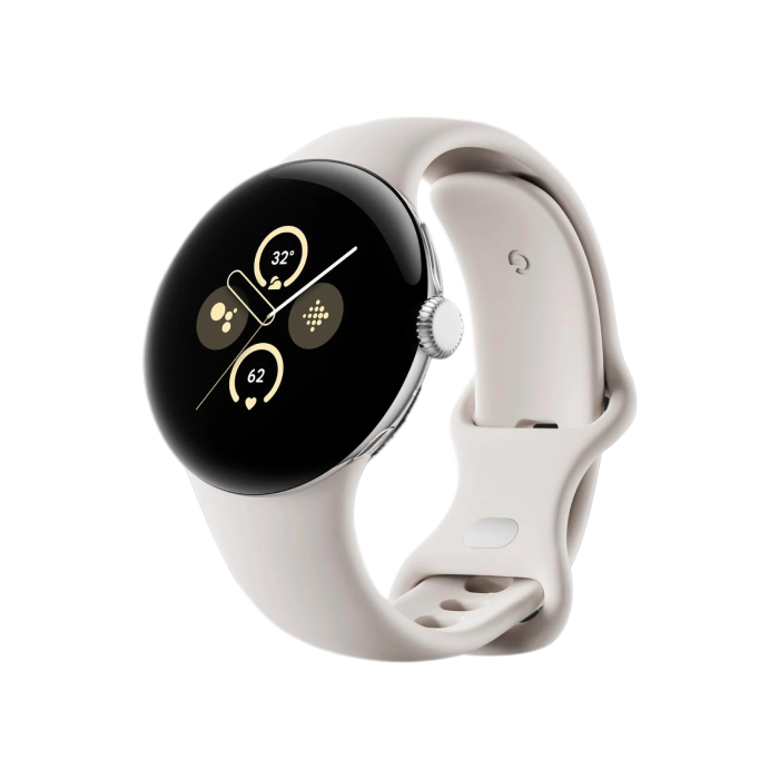 Google Pixel Watch 2 LTE Polished Silver Aluminum Case / Bay Active Band