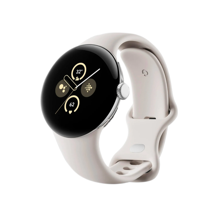 Google Pixel Watch 2 Polished Silver Aluminum Case / Bay Active Band