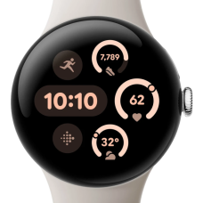 Google Pixel Watch 3 41 mm Wi-Fi Polished Silver Aluminum Case/Porcelain Active Band