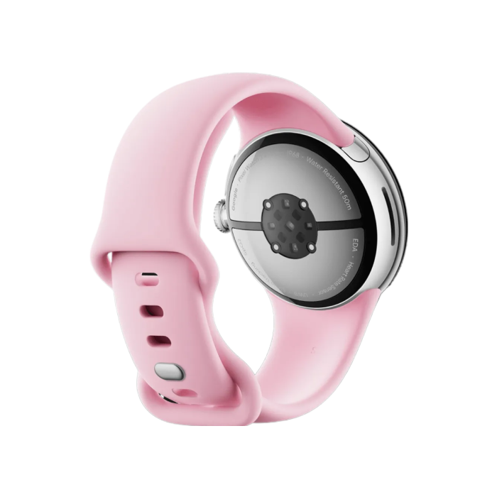 Google Pixel Watch 3 41 mm Wi-Fi Polished Silver Aluminum Case/Rose Quartz Active Band