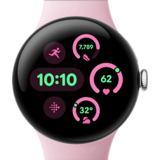 Google Pixel Watch 3 41 mm Wi-Fi Polished Silver Aluminum Case/Rose Quartz Active Band