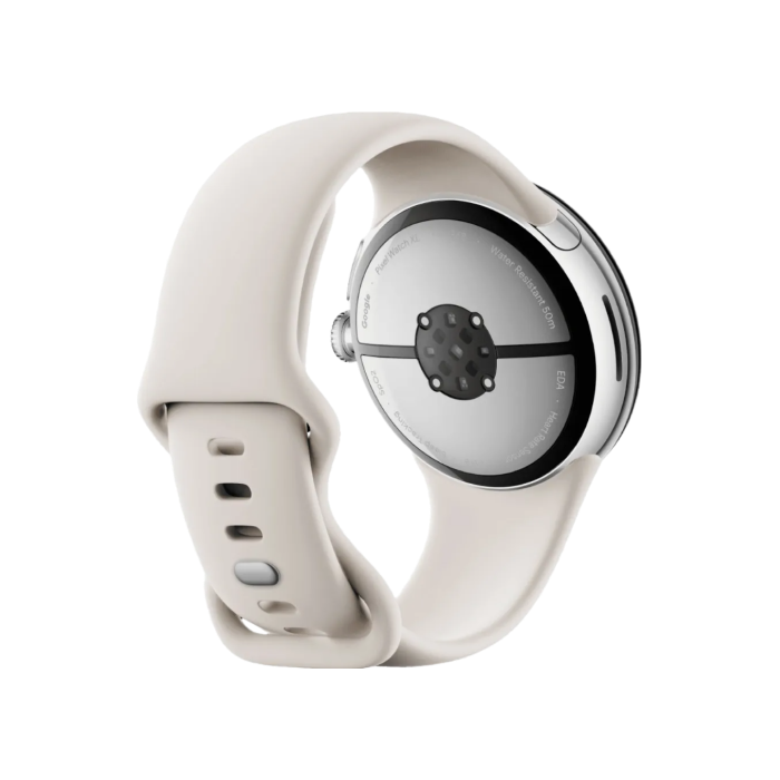 Google Pixel Watch 3 45 mm Wi-Fi Polished Silver Aluminum Case/Porcelain Active Band
