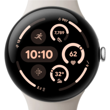 Google Pixel Watch 3 45 mm Wi-Fi Polished Silver Aluminum Case/Porcelain Active Band