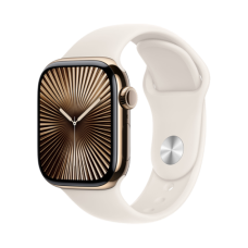 Apple Watch Series 10 42mm GPS + Cellular Gold Titanium Case with Starlight Sport Band S/M (MX063)