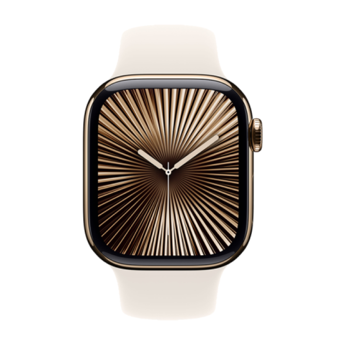 Apple Watch Series 10 46mm GPS + Cellular Gold Titanium Case with Starlight Sport Band M/L