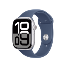 Apple Watch Series 10 46mm Silver Aluminium Case with Denim Sport Band M/L (MWWM3)