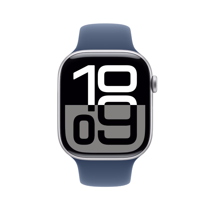 Apple Watch Series 10 42mm GPS + Cellular Silver Alu. Case w. Denim Sport Band - M/L
