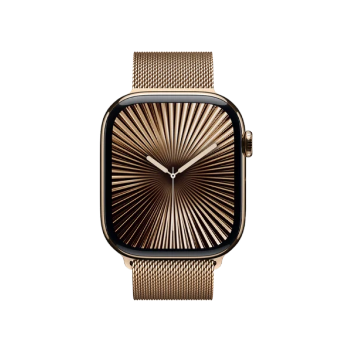 Apple Watch Series 10 42mm GPS + Cellular Gold Titanium Case w. Gold Milanese Loop