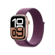 Apple Watch Series 10 46mm GPS Rose Gold Aluminum Case w. Plum Sport Loop