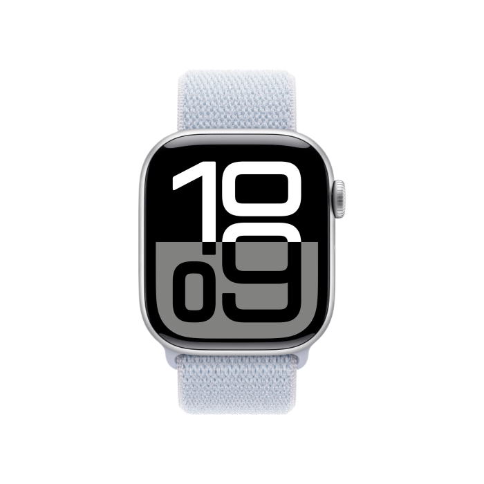 Apple Watch Series 10 42mm GPS Silver Aluminum Case w. Blue Cloud Sport Loop