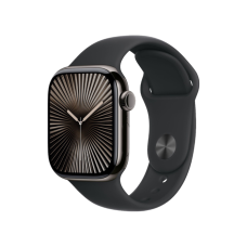 Apple Watch Series 10 42mm GPS + Cellular Slate Titanium Case with Black Sport Band M/L (MWXH3)