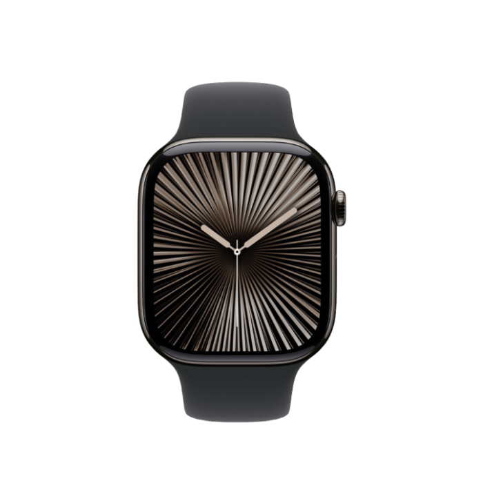 Apple Watch Series 10 42mm GPS + Cellular Slate Titanium Case with Black Sport Band M/L
