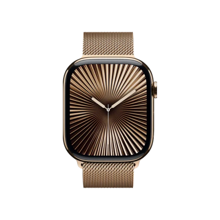 Apple Watch Series 10 46mm GPS + Cellular Gold Titanium Case w. Gold Milanese Loop - M/L