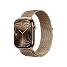 Apple Watch Series 10 46mm GPS + Cellular Gold Titanium Case w. Gold Milanese Loop - M/L