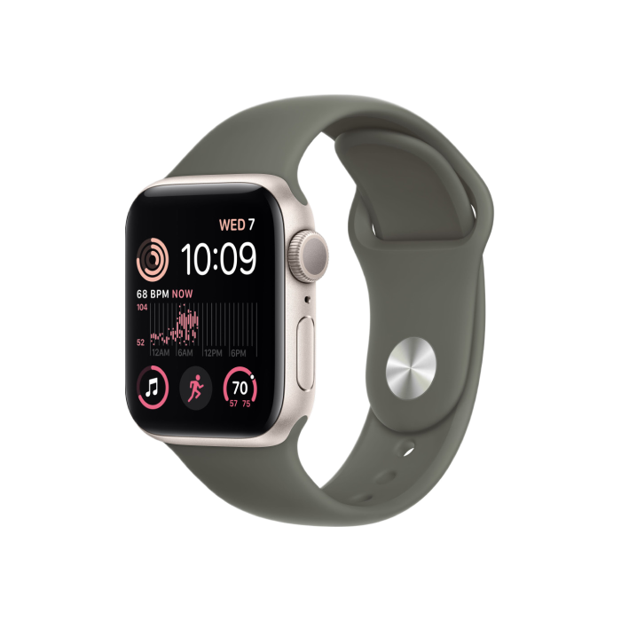 Apple Watch SE 2 GPS 40mm Starlight Aluminum Case w. Olive Sport Band - S/M (MNL73+MR2P3)