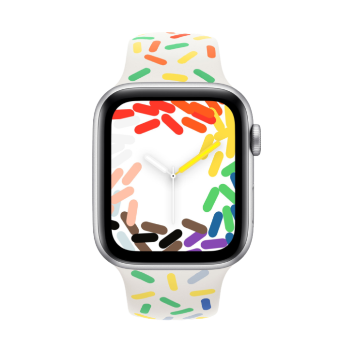 Apple Watch SE 2 GPS 44mm Silver Aluminum Case with Pride Edition Sport Band - M/L