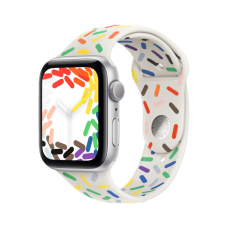 Apple Watch SE 2 GPS 44mm Silver Aluminum Case with Pride Edition Sport Band - M/L (MNLD3+MRTP3)