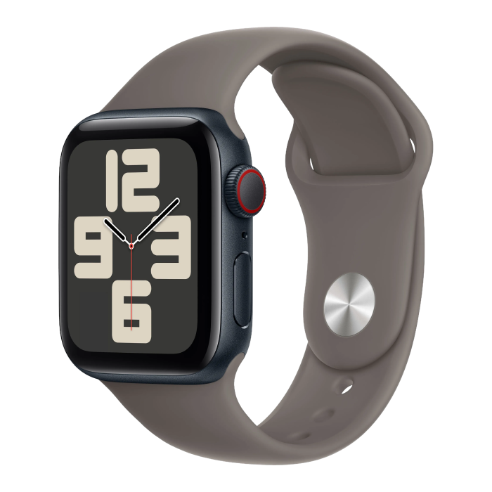 Apple Watch SE 2 GPS + Cellular 40mm Midnight Aluminum with Clay Sport Band S/M (MRTR3)