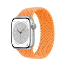 Apple Watch SE 2 GPS 40mm Silver Aluminum Case w. Bright Orange Braided Solo Loop - Size 4 (MNJV3 + MQXR3)