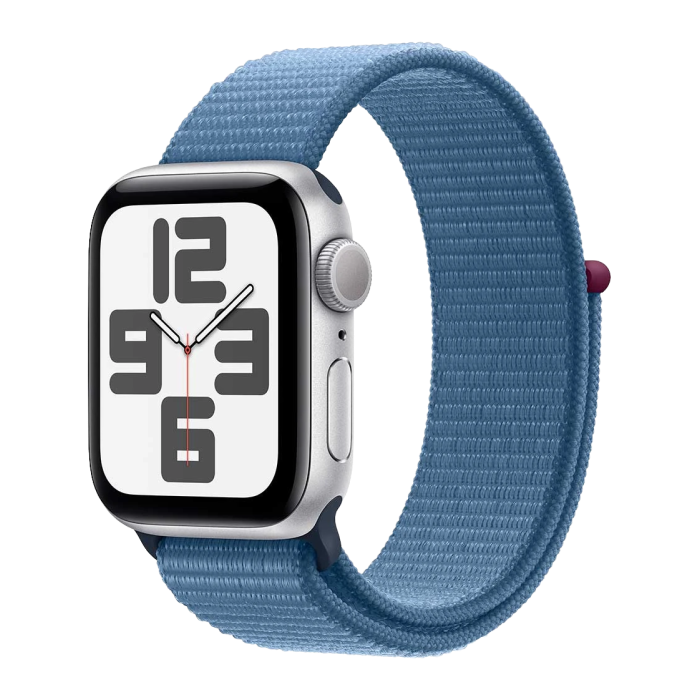 Apple Watch SE 2 GPS + Cellular 44mm Silver Aluminum Case with Winter Blue Sport Loop (MRHL3)