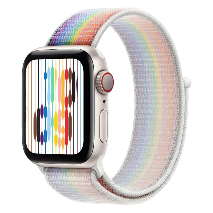 Apple Watch SE 2 GPS + Cellular 40mm Starlight Aluminum Case w. Pride Edition Sport Loop (MNQ43+MN6K3)