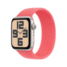Apple Watch SE 2 GPS + Cellular 44mm Starlight Aluminum Case with Guava Braided Solo Loop - Size 4 (MRWQ3 + MT8X3)