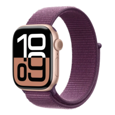 Apple Watch SE GPS + Cellular 40mm Gold Aluminum Case with Plum Sport Loop (MYEC2)