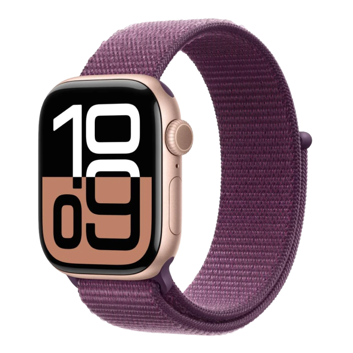 Apple Watch SE GPS + Cellular 40mm Gold Aluminum Case with Plum Sport Loop (MYEC2)