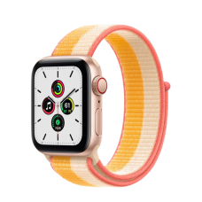 Apple Watch SE GPS + Cellular 40mm Gold Aluminum Case w. Maize/White Sport Loop (MKQP3)