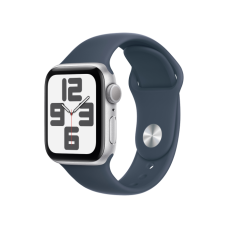 Apple Watch SE 2 GPS 44mm + Cellular Silver Aluminium Case with Storm Blue Sport Band M/L (MRHH3)